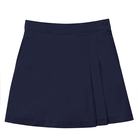 Classroom School Uniform Girl's Double-Pleated Scooter Skirt, Dark Navy - Picture 1 of 7